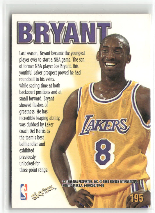 Basketball NBA Kobe Bryant 1997-98 SkyBox Z-Force Series 2 #195 Los Angeles Lakers Trading Card Original