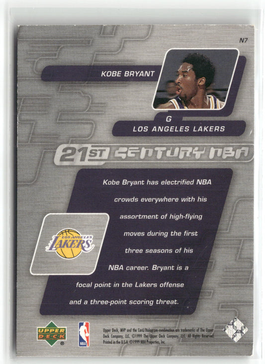 Basketball NBA Kobe Bryant 1999-00 Upper Deck MVP 21st Century NBA #N7 Los Angeles Lakers Trading Card Original
