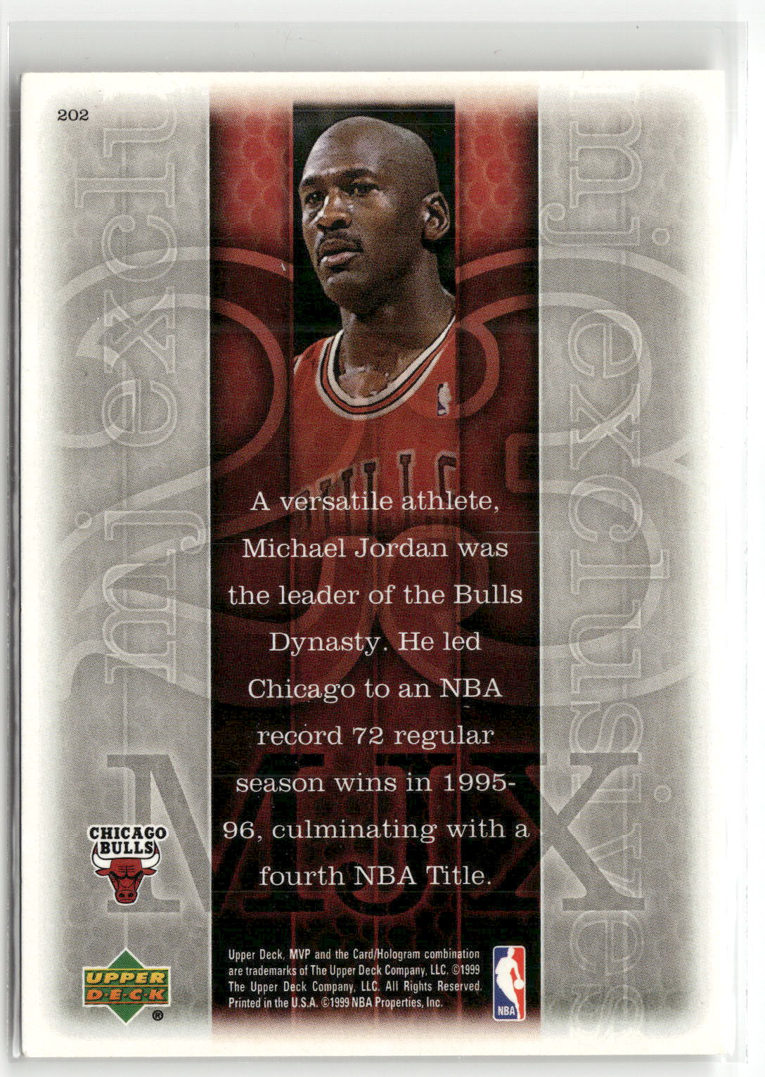 Basketball NBA Michael Jordan Upper Deck MVP 1999-00 #202 Chicago Bulls Trading Card Original