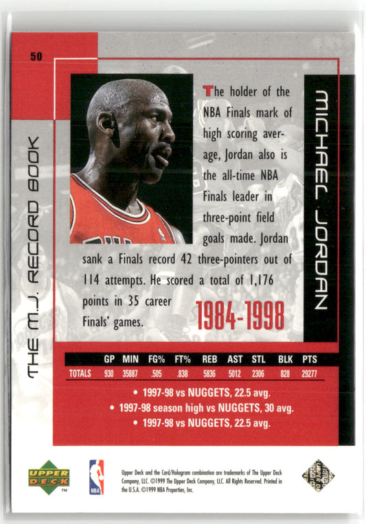Basketball NBA Michael Jordan Upper Deck The M.J. Record Book 1999 #50 Chicago Bulls Trading Card Original