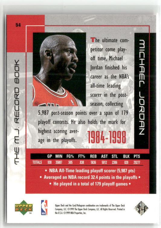 Basketball NBA Michael Jordan Upper Deck The M.J. Record Book 1999 #54 Chicago Bulls Trading Card Original