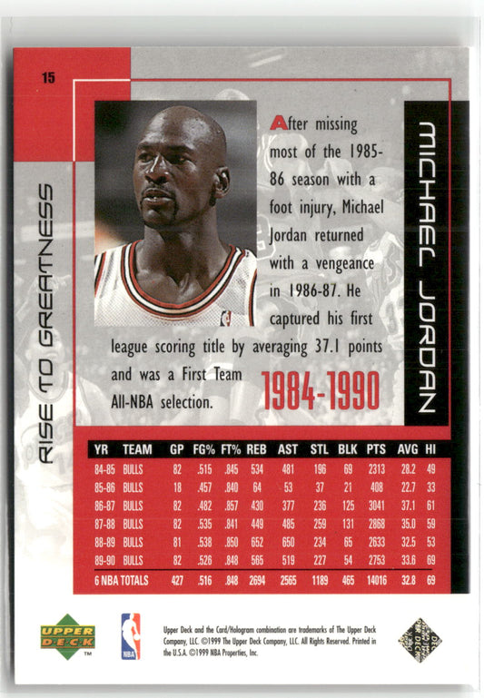Basketball NBA Michael Jordan Upper Deck Rise to Greatness 1999 #15 Chicago Bulls Trading Card Original