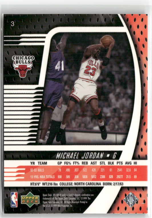 Basketball NBA Michael Jordan UD Ionix 1999 #3 Chicago Bulls Trading Card Original
