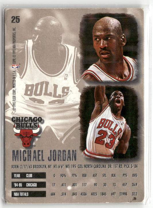Basketball NBA Michael Jordan 1995-96 Fleer Ultra #25 Chicago Bulls Trading Card Original