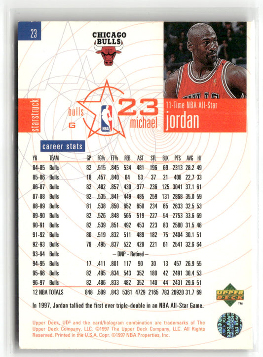 Basketball NBA Michael Jordan 1997 Upper Deck UD3 Starstruck #23 Chicago Bulls Trading Card Original