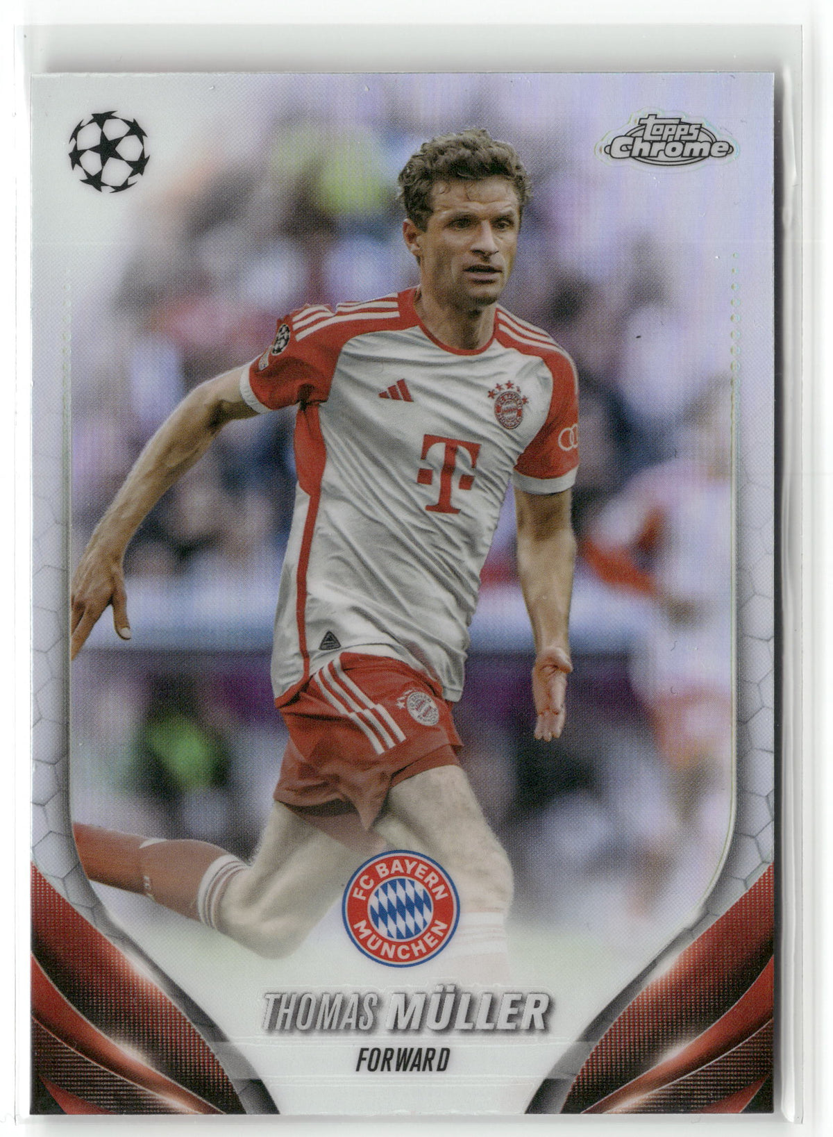 Fußball Thomas Müller 2023-24 Topps Chrome UEFA Champions League #172 Refractor FC Bayern München Trading Card Original