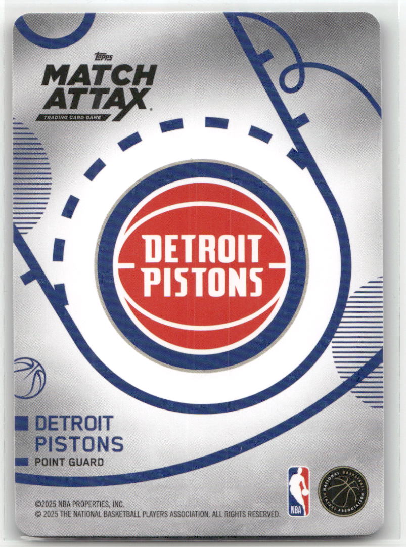 Basketball NBA Cade Cunningham Topps Match Attax NBA 2025 #SH-CC Detroit Pistons Trading Card Original