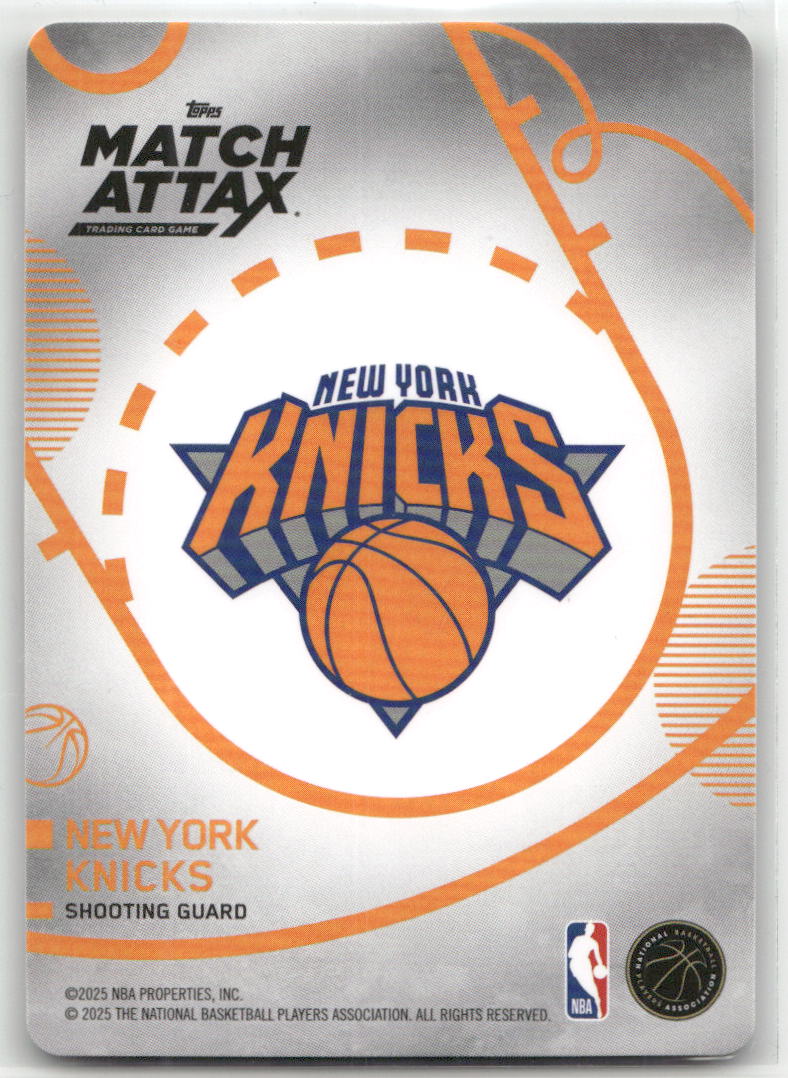 Basketball NBA Josh Hart 2025 Topps Match Attax NBA #137 New York Knicks Trading Card Original