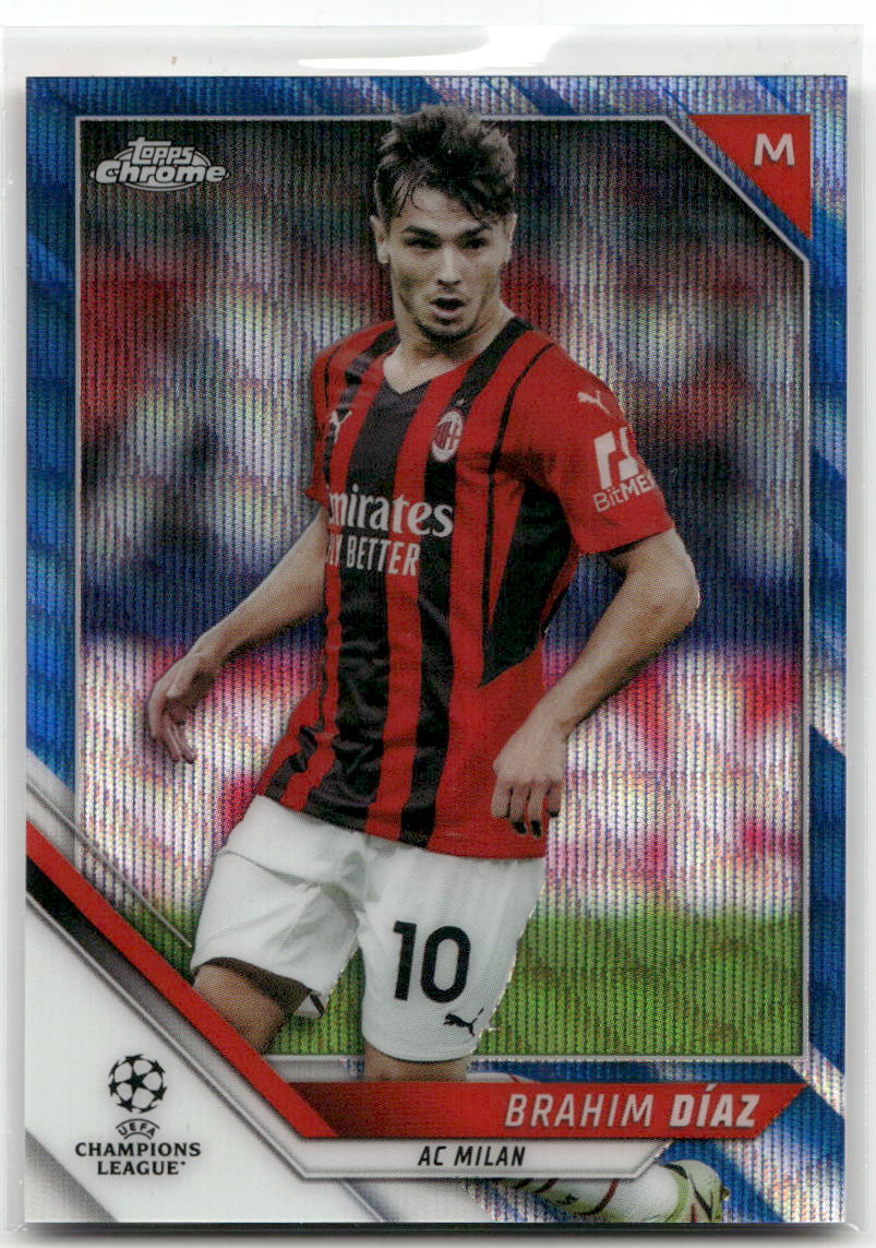 Fußball Brahim Díaz - 2021-22 Topps Chrome UEFA CL - Blue Wave /75 - AC Milan #36 Trading Card Original