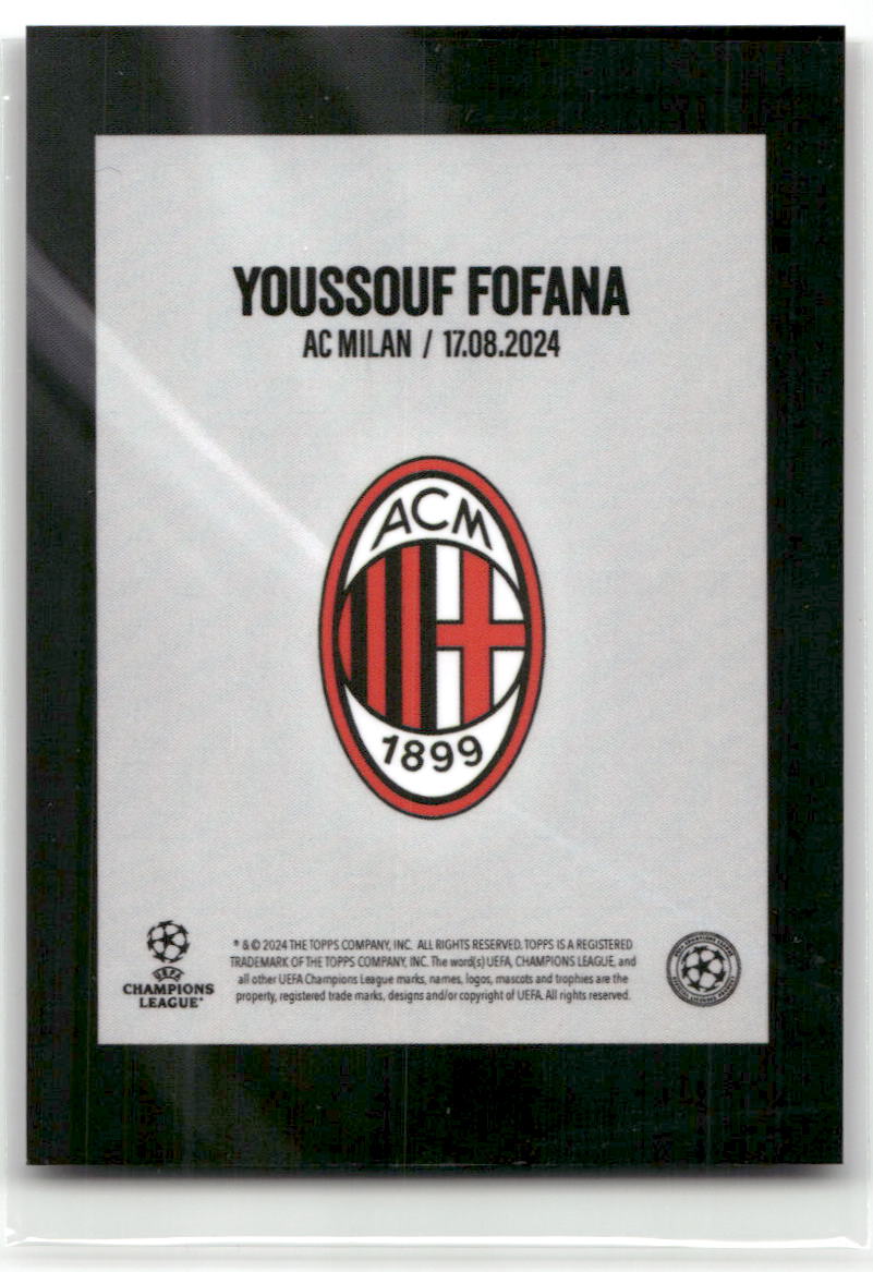 Fußball Youssouf Fofana - 2024-25 Topps UEFA CL Here We Go Top Summer Signings - Purple /75 - AC Milan Trading Card Original