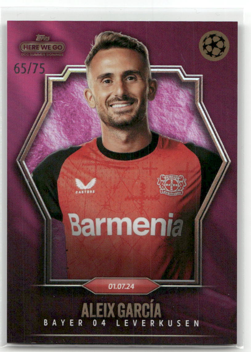 Fußball Aleix García - 2024-25 Topps UEFA CL Here We Go Summer Signings - Purple /75 - Bayer 04 Leverkusen Trading Card Original