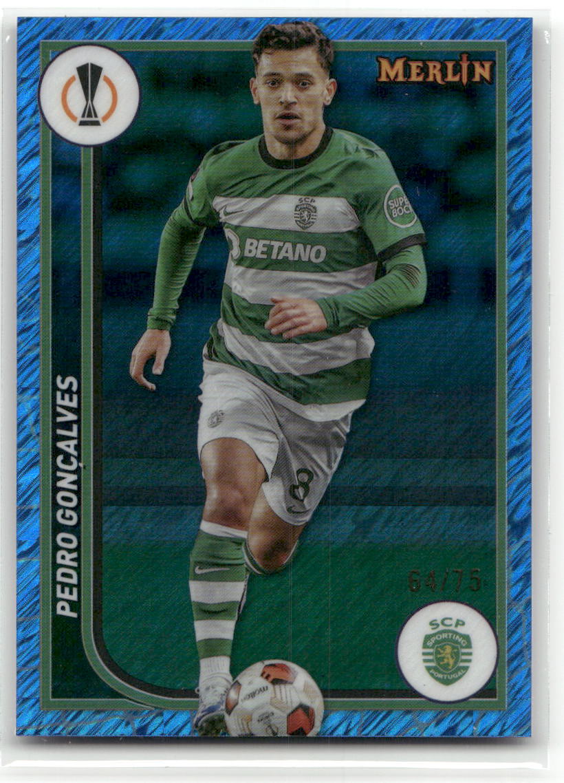 Fußball Pedro Gonçalves - 2024 Topps Merlin Collections UEFA Europa League - Blue /75 - Sporting Clube de Portugal #115 Trading Card Original