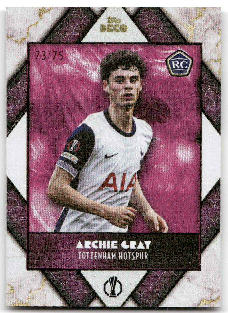 Fußball Archie Gray Rookie - 2024 Topps Deco UEFA Europa League - Purple /75 - Tottenham Hotspur Trading Card Original