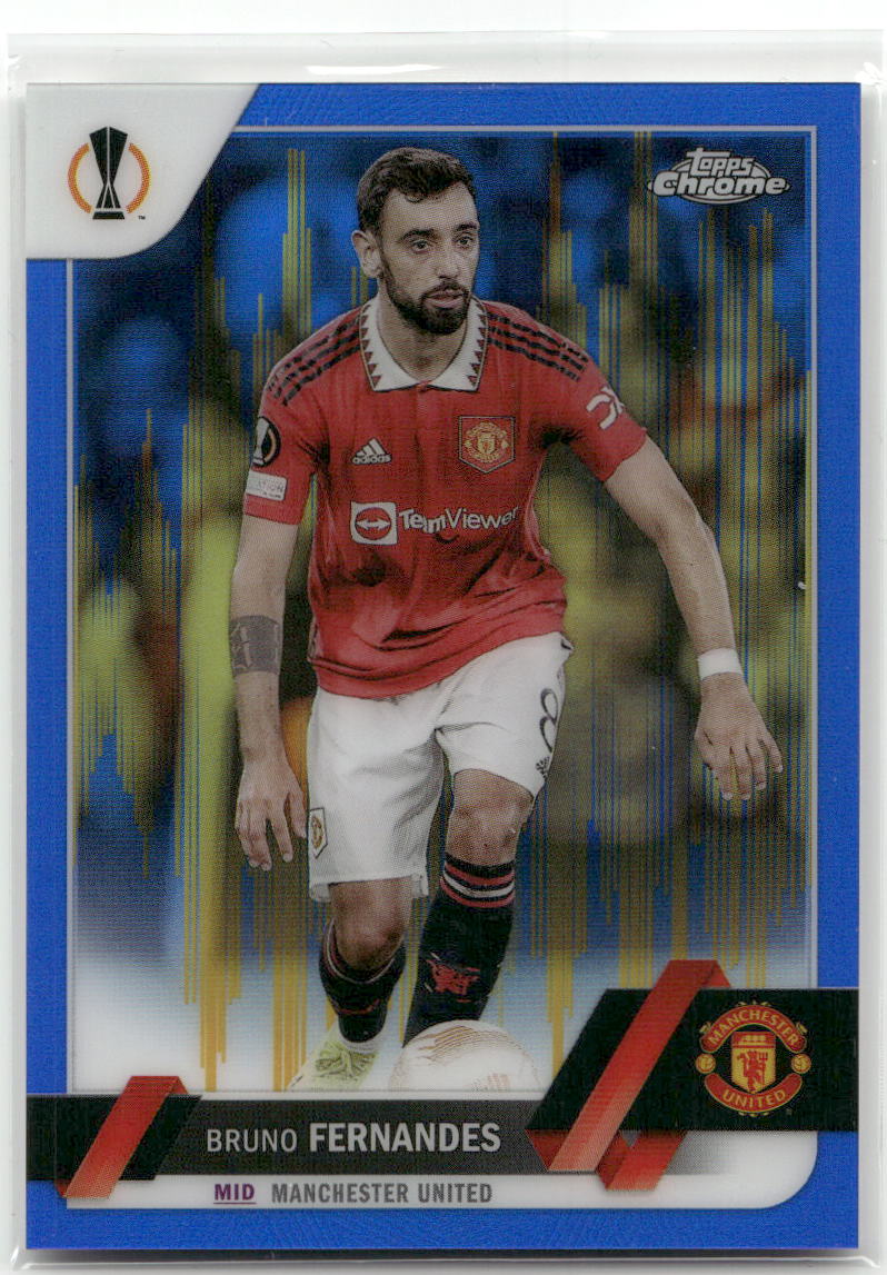 Fußball Bruno Fernandes - 2022-23 Topps Chrome UEFA UCC - Blue /75 - Manchester United #8 Trading Card Original