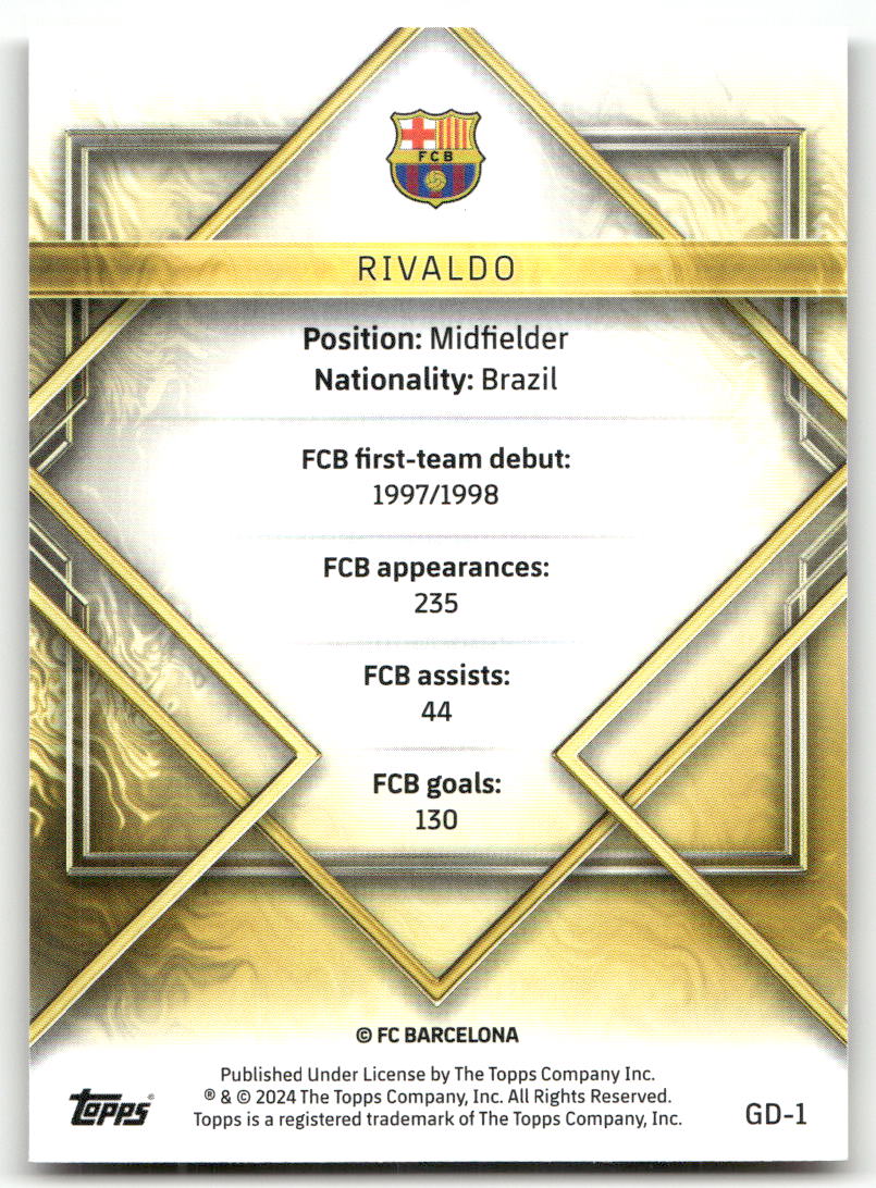 Fußball Rivaldo - 2024 Topps FC Barcelona Gold Drip - FC Barcelona #GD-1 Trading Card Original