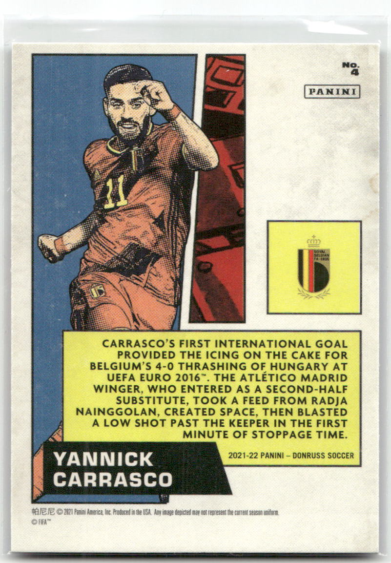 Fußball Yannick Carrasco - 2021-22 Panini Donruss Soccer - Net Marvels Insert - Belgium (National Team) #4 Trading Card Original