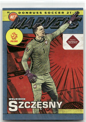 Fußball Wojciech Szczęsny - 2021-22 Panini Donruss Soccer - Net Marvels Insert - Polska (Poland National Team) #16 Trading Card Original