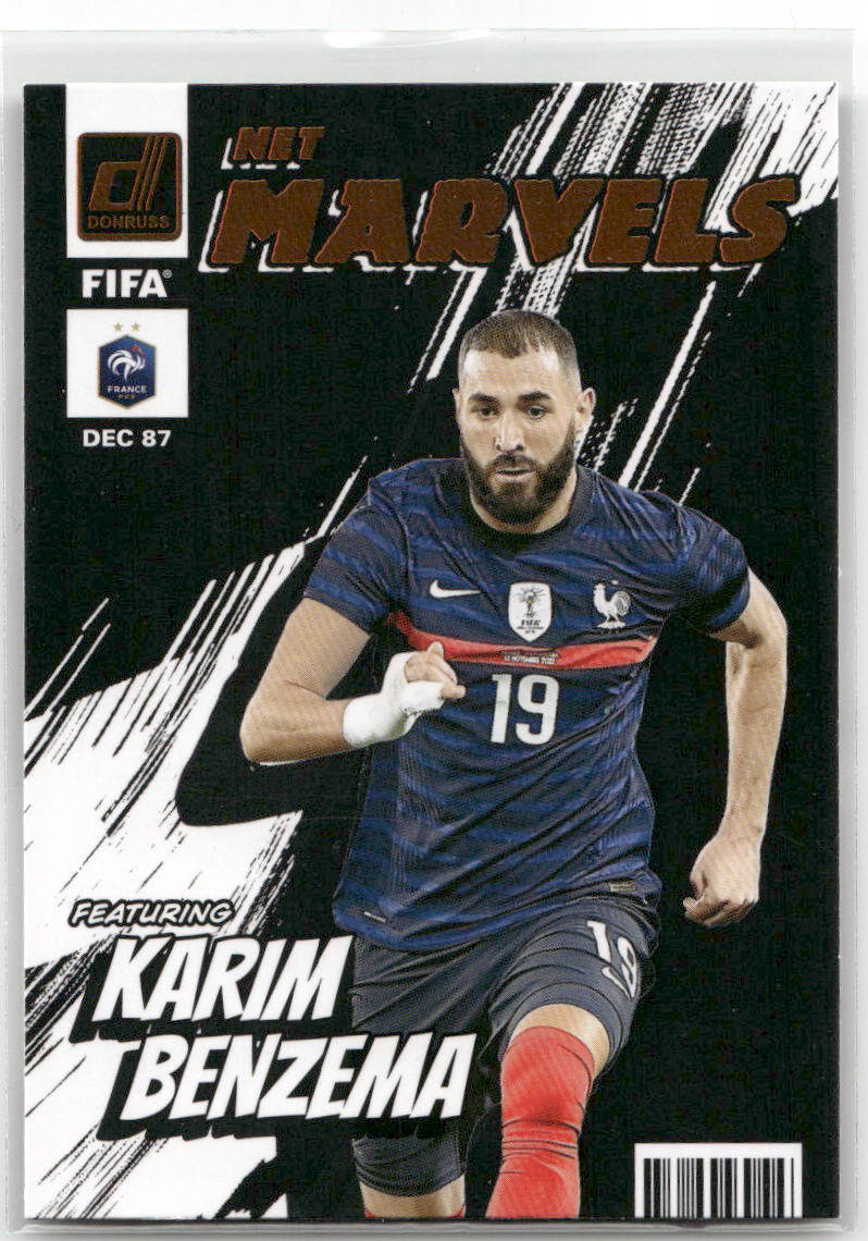 Fußball Karim Benzema - 2022-23 Panini Donruss Soccer - Net Marvels Insert - France #10 Trading Card Original