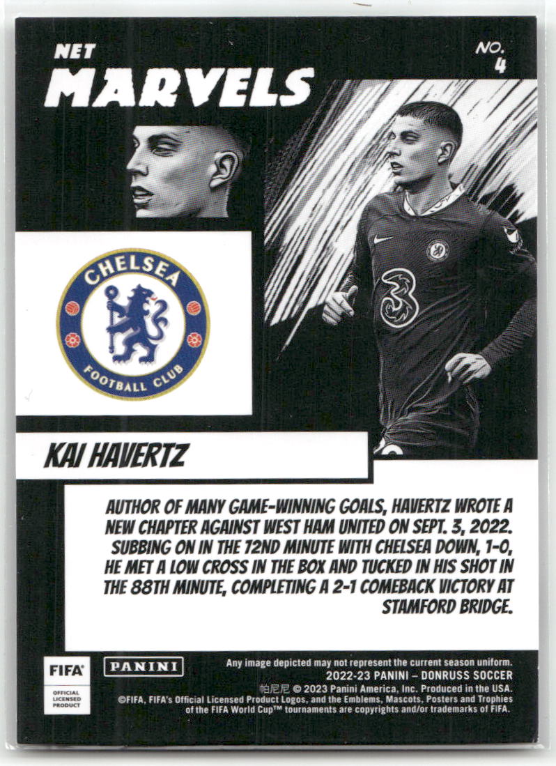Fußball Kai Havertz - 2022-23 Panini Donruss Soccer - Net Marvels Insert - Chelsea #4 Trading Card Original