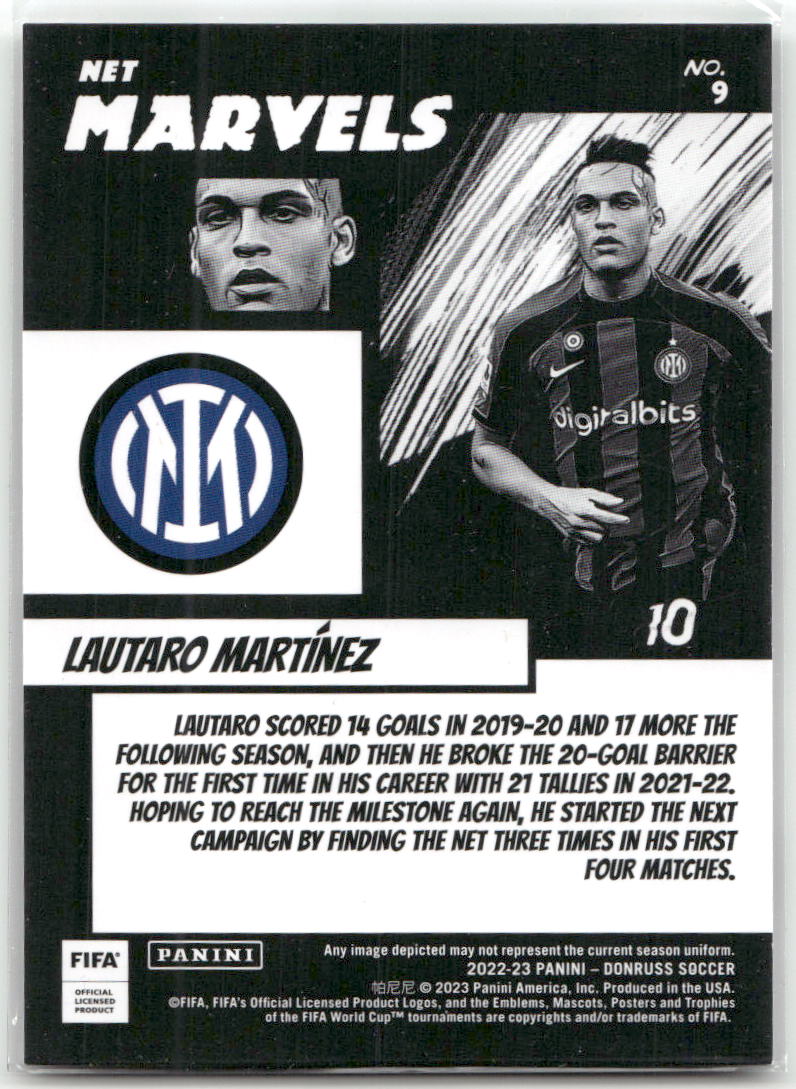 Fußball Lautaro Martínez - 2022-23 Panini Donruss Soccer - Net Marvels Insert - Inter Milan #9 Trading Card Original