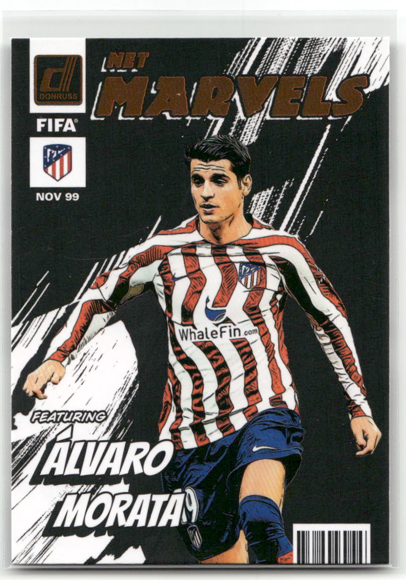 Fußball Álvaro Morata - 2022-23 Panini Donruss Soccer - Net Marvels Insert - Atlético de Madrid #3 Trading Card Original