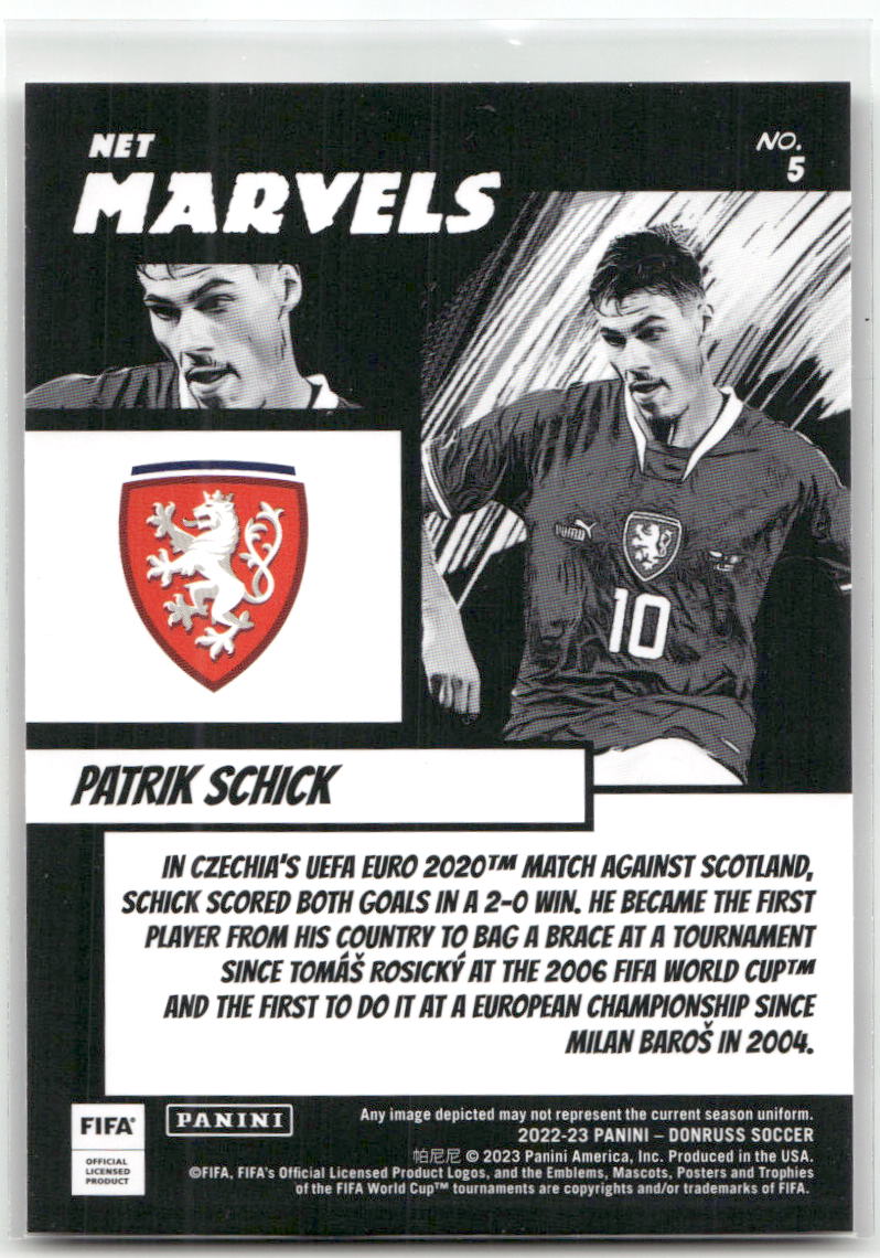 Fußball Patrik Schick - 2022-23 Panini Donruss Soccer - Net Marvels Insert - Czechia (Czech Republic) #5 Trading Card Original