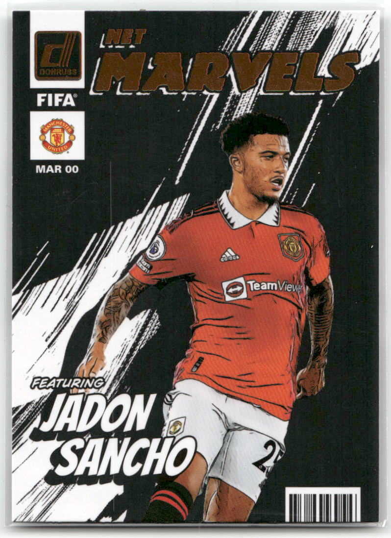 Fußball Jadon Sancho - 2022-23 Panini Donruss Soccer - Net Marvels Insert - Manchester United #24 Trading Card Original