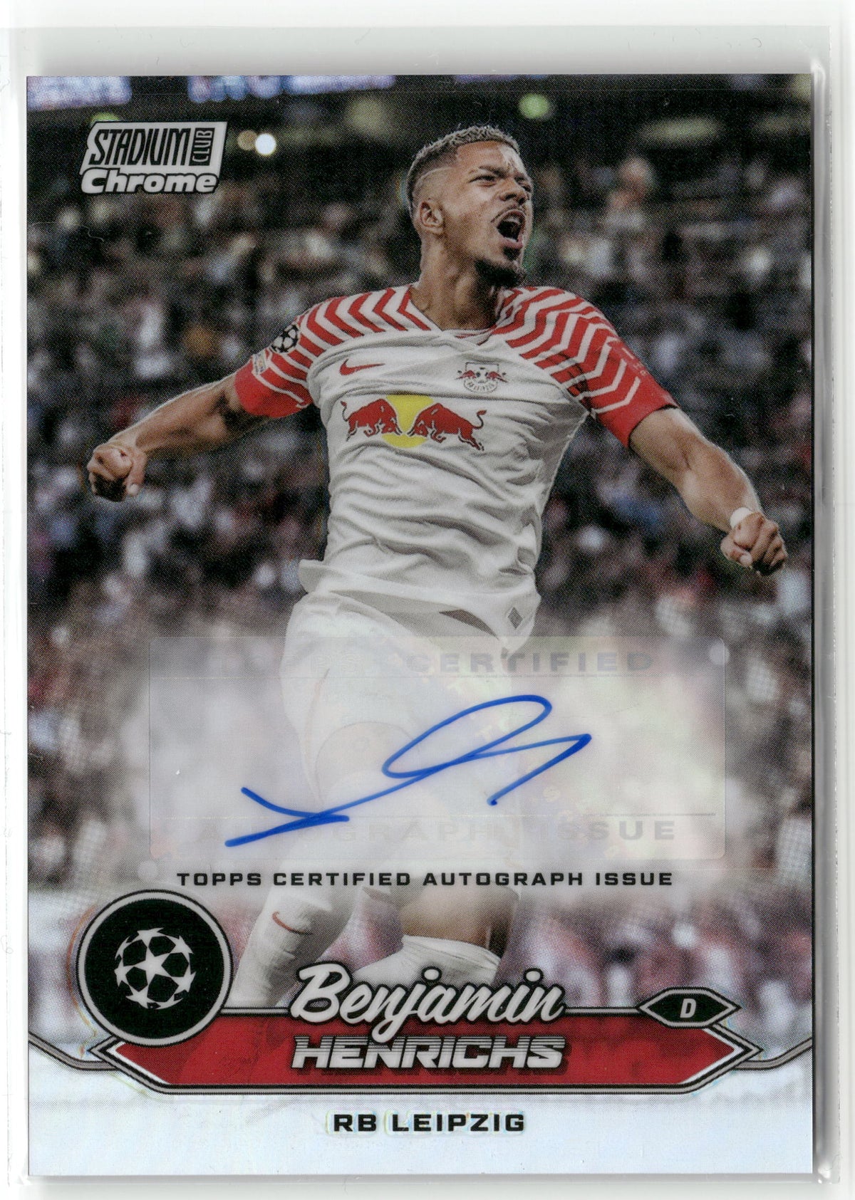 Fußball Benjamin Henrichs - 2023-24 Topps Stadium Club Chrome UEFA CL 2023/24 - Silver Auto - RB Leipzig #CA-BH Trading Card Original