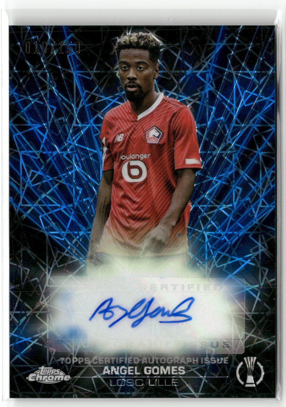 Fußball Angel Gomes - 2023-24 Topps Chrome UEFA UCC 2023/24 - Black Lazer Auto /150 - LOSC Lille #BLA-AG Trading Card Original