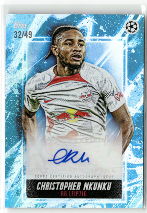 Fußball Christopher Nkunku - 2022 Topps UEFA CL - Light Blue Auto /49 - RB Leipzig Trading Card Original