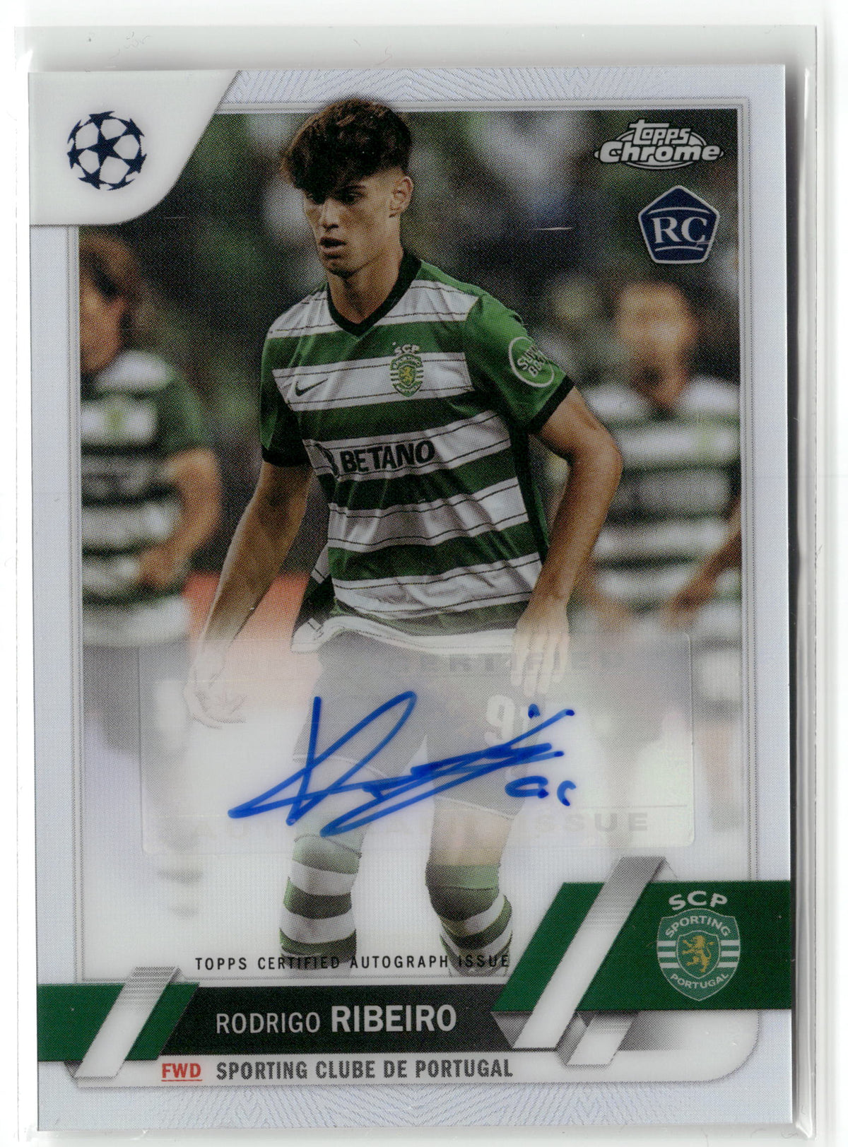 Fußball Rodrigo Ribeiro Rookie - 2022-23 Topps Chrome UEFA UCC - Rookie Auto - Sporting Clube de Portugal #CA-RR Trading Card Original
