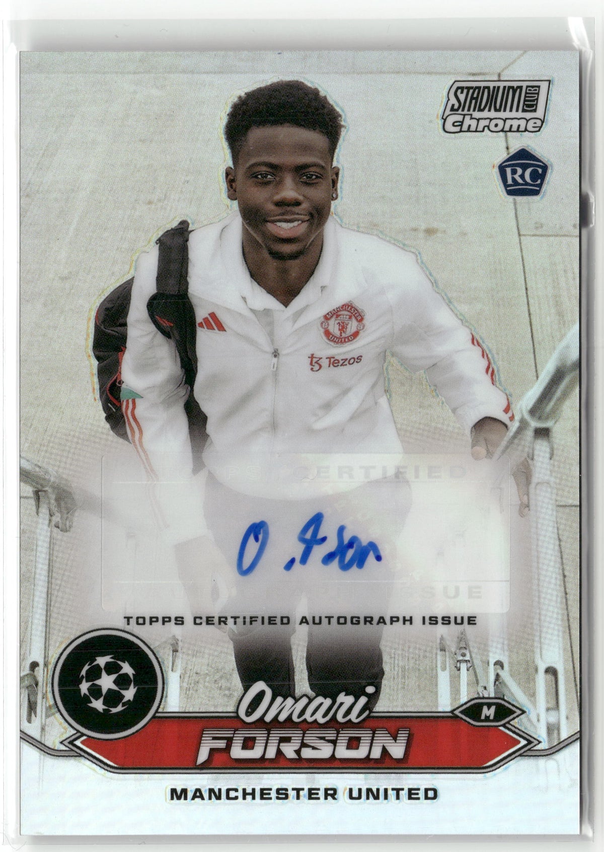 Fußball Omari Forson Rookie - 2023-24 Topps Stadium Club Chrome UEFA CL 2023/24 - Rookie Silver Auto - Manchester United #CA-OF Trading Card Original