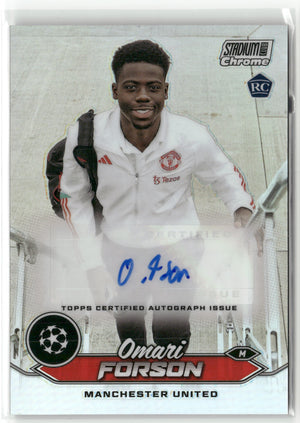 Fußball Omari Forson Rookie - 2023-24 Topps Stadium Club Chrome UEFA CL 2023/24 - Rookie Silver Auto - Manchester United #CA-OF Trading Card Original