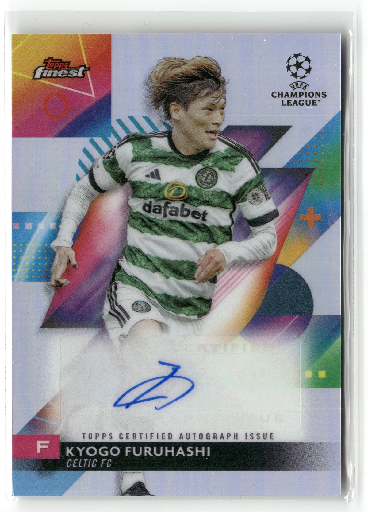 Fußball Kyogo Furuhashi - 2023-24 Topps Finest UCL & UEL 2023/24 - Silver Auto - Celtic FC #A-KF Trading Card Original