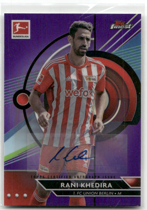 Fußball Rani Khedira - 2022-23 Topps Finest Bundesliga - True Purple /99 Auto - 1. FC Union Berlin #20 Trading Card Original