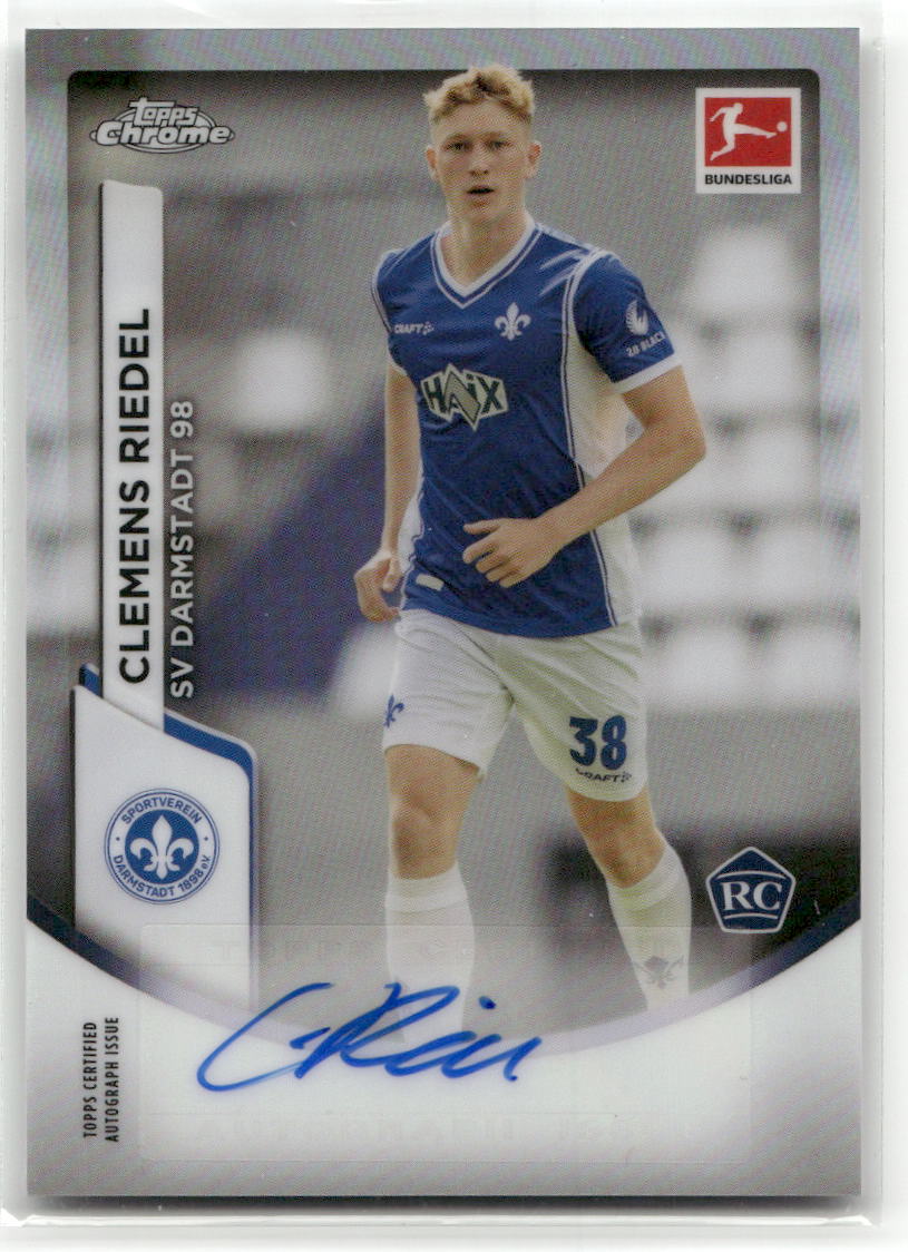 Fußball Clemens Riedel Rookie - 2023-24 Topps Chrome Bundesliga - Rookie Silver Auto - SV Darmstadt 98 #BCA-CR Trading Card Original