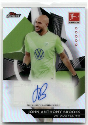 Fußball John Anthony Brooks - 2020-21 Topps Finest Bundesliga - Brooks Refractor Auto - VfL Wolfsburg #96 Trading Card Original