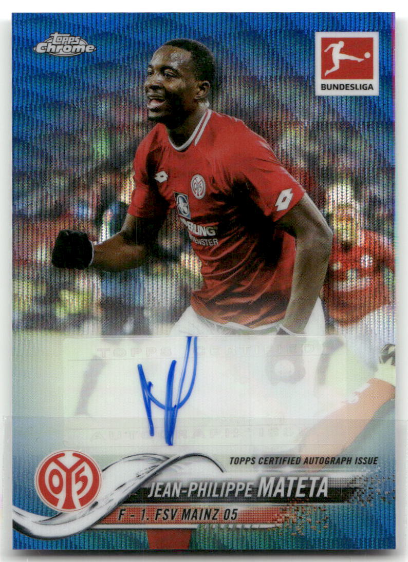 Fußball Jean-Philippe Mateta - 2019-20 Topps Chrome Bundesliga - Blue Wave Auto /75 - 1. FSV Mainz 05 #54 Trading Card Original