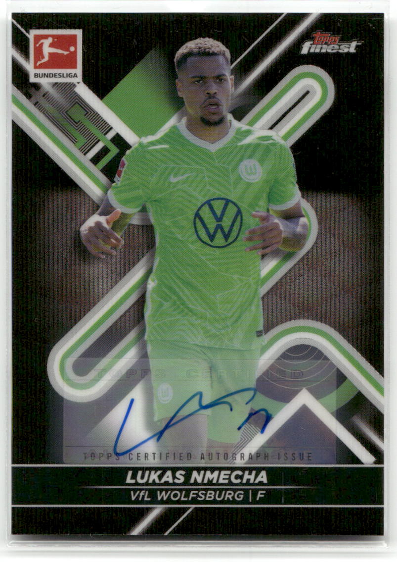 Fußball Lukas Nmecha - 2021-22 Topps Finest Bundesliga - True Black Auto /150 - VfL Wolfsburg #146 Trading Card Original