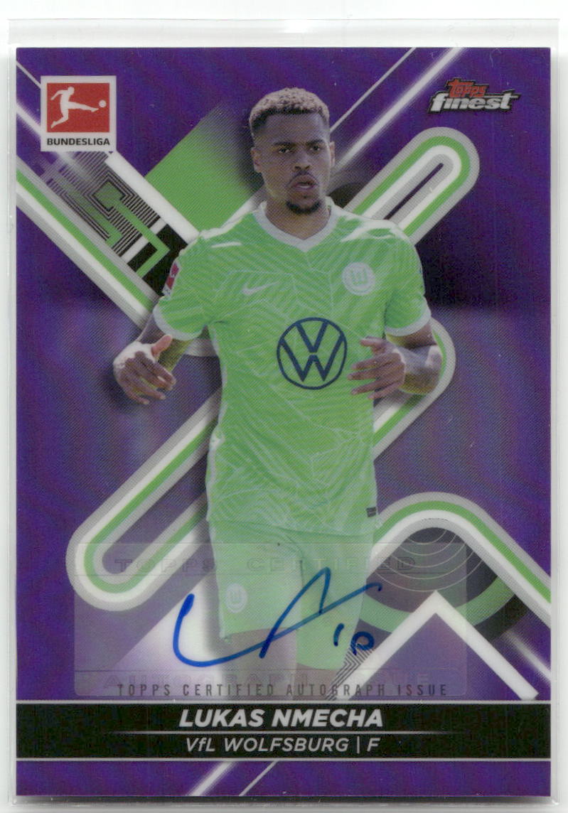 Fußball Lukas Nmecha - 2021-22 Topps Finest Bundesliga - True Purple Auto /99 - VfL Wolfsburg #146 Trading Card Original