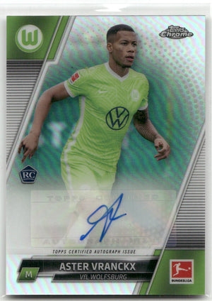 Fußball Aster Vranckx Rookie - 2021-22 Topps Chrome Bundesliga - Silver Wave Rookie Auto - VfL Wolfsburg #BCA-AV Trading Card Original
