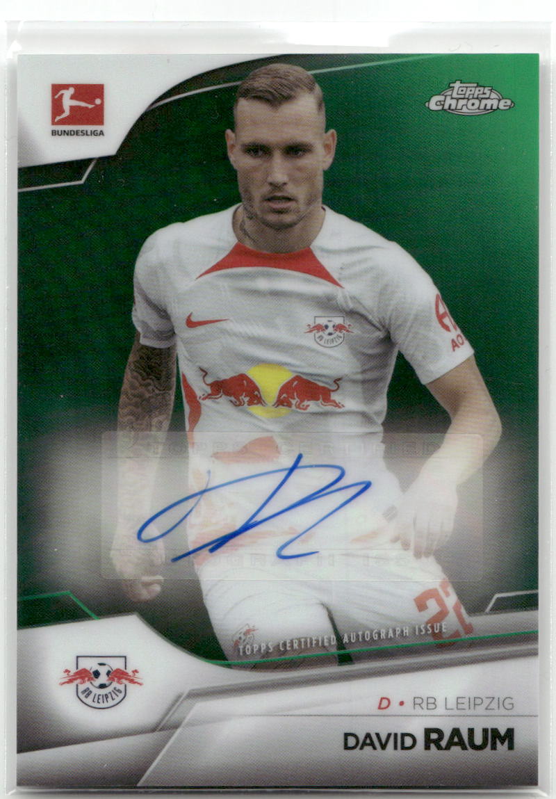 Fußball David Raum - 2022-23 Topps Chrome Bundesliga - True Green Auto /99 - RB Leipzig #BCA-DR Trading Card Original