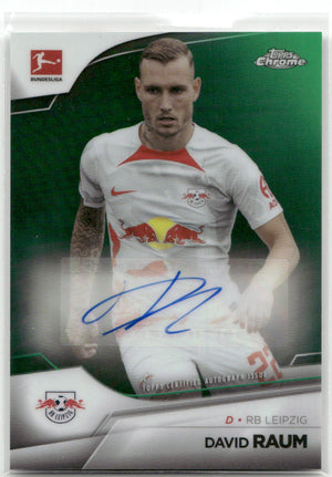 Fußball David Raum - 2022-23 Topps Chrome Bundesliga - True Green Auto /99 - RB Leipzig #BCA-DR Trading Card Original