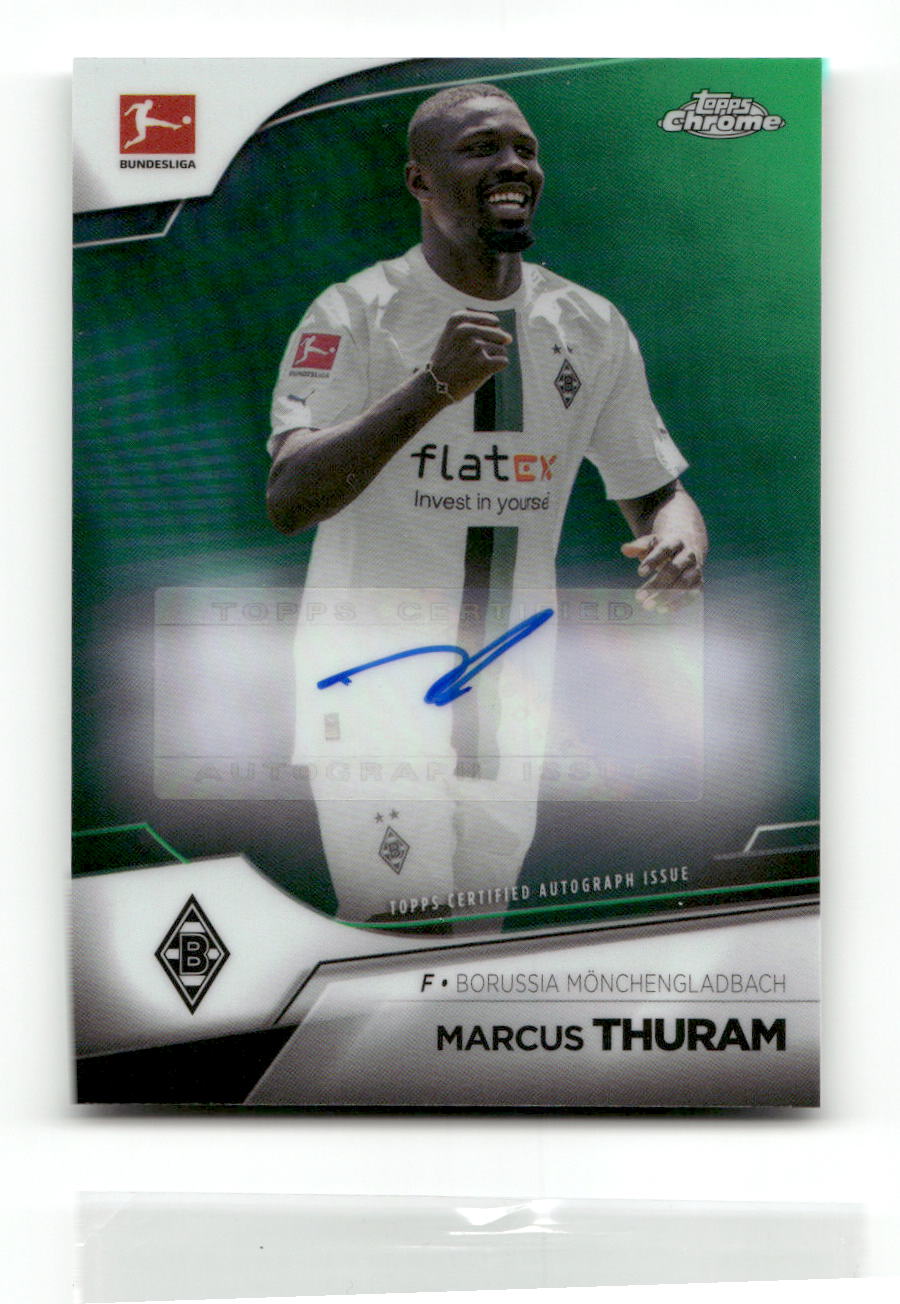 Fußball Marcus Thuram - 2022-23 Topps Chrome Bundesliga - True Green Auto /99 - Borussia Mönchengladbach #BCA-MTH Trading Card Original