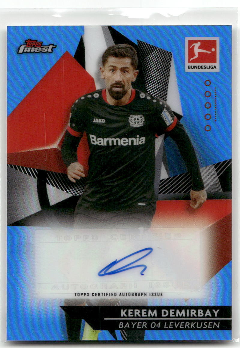 Fußball Kerem Demirbay - 2020-21 Topps Finest Bundesliga - Blue Wave Auto /65 - Bayer 04 Leverkusen #63 Trading Card Original