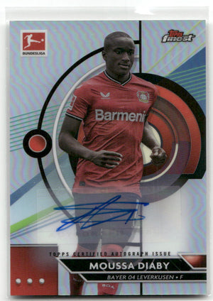 Fußball Moussa Diaby - 2022-23 Topps Finest Bundesliga - Silver Auto - Bayer 04 Leverkusen #92 Trading Card Original