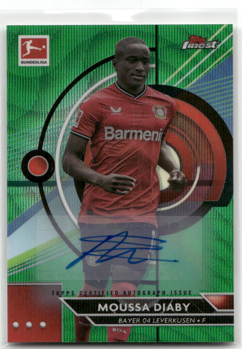 Fußball Moussa Diaby - 2022-23 Topps Finest Bundesliga - Green Wave Auto /30 - Bayer 04 Leverkusen #92 Trading Card Original