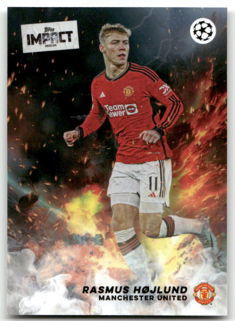 Fußball Rasmus Højlund - 2023-24 Topps Impact UEFA CL - Manchester United Trading Card Original