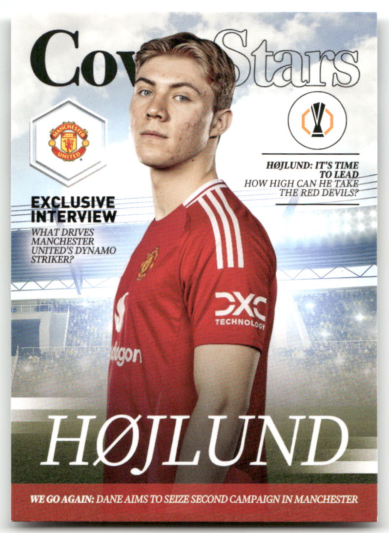 Fußball Rasmus Højlund - 2024-25 Topps UEFA Europa League Cover Stars - Manchester United #CS-5 Trading Card Original