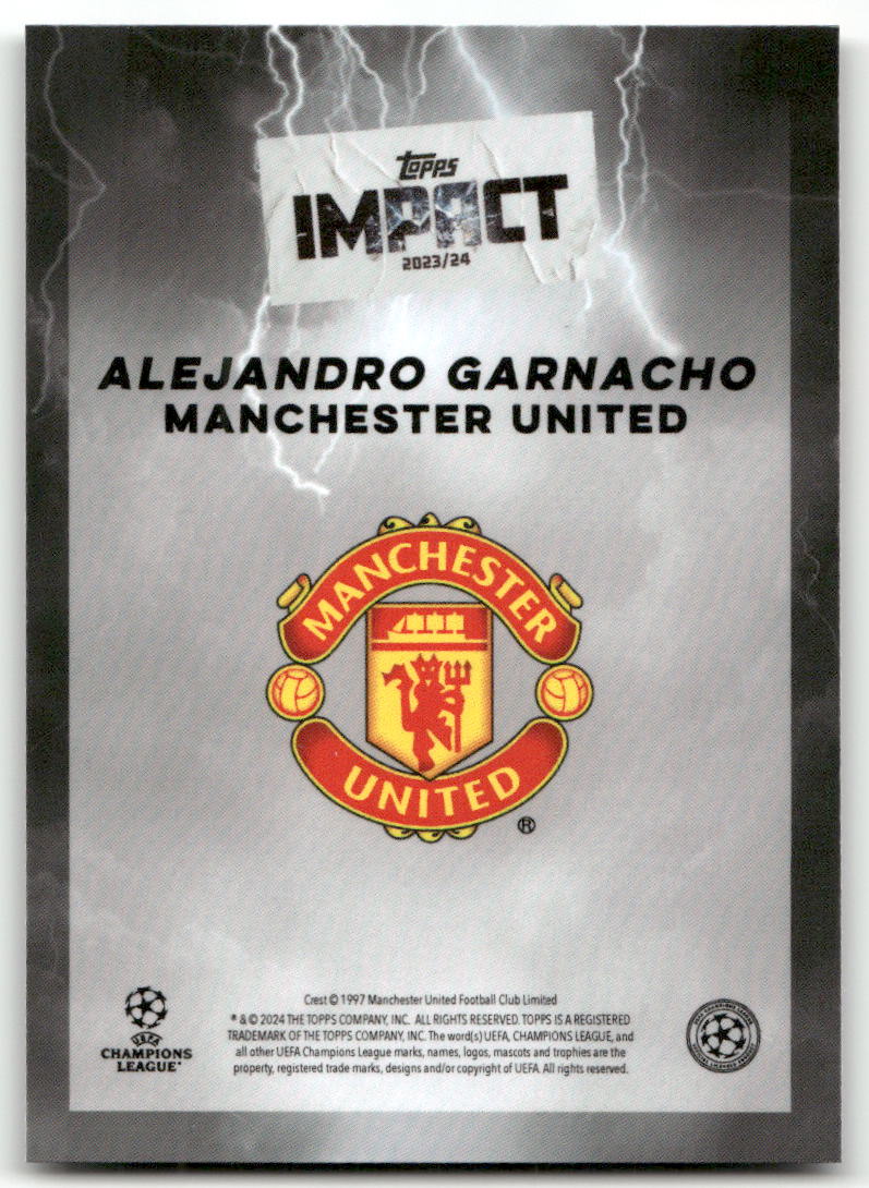 Fußball Alejandro Garnacho - 2023-24 2023/24 Topps Impact UEFA CL - Manchester United Trading Card Original